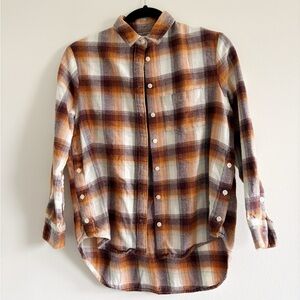 Madewell Shirt Women Flannel Side Button Oversized Ex-Boyfriend Bickett Plaid XS